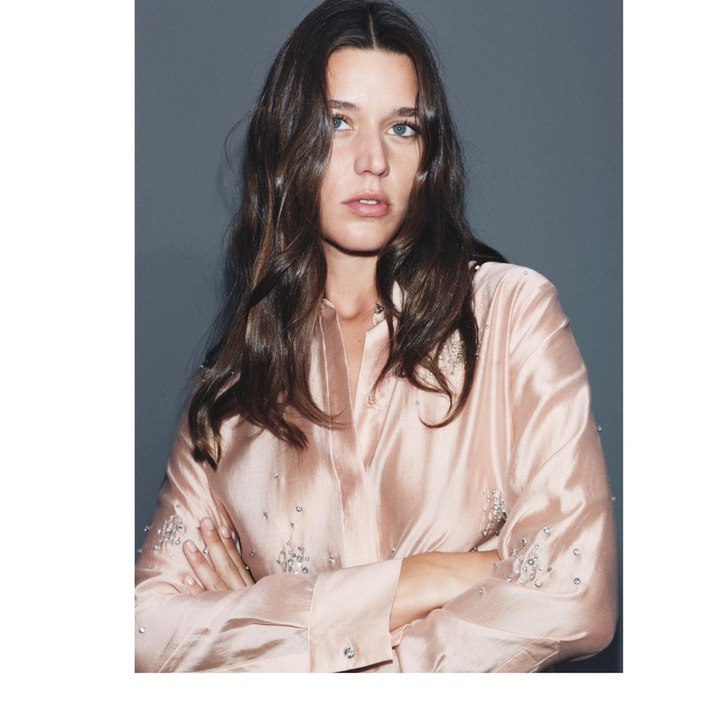 Zara EMBROIDERED JEWEL SHIRT ZW COLLECTION